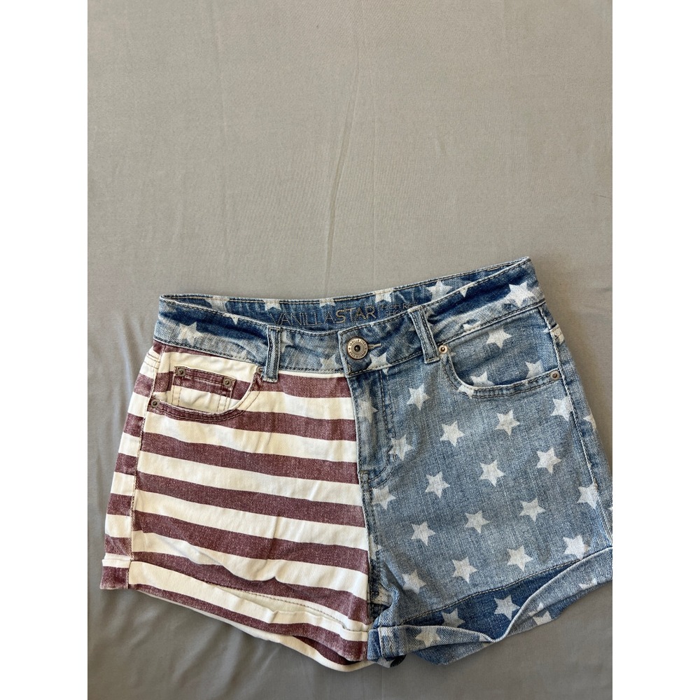 Vanilla Star American Flag High Rise Denim Shorts Stars Stripes Size 3 V31152-1